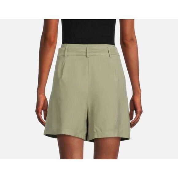 bcbg maxazria Solid Olive Green Rayon Spandex Belt High Rise Shorts Xxs - Picture 2 of 8